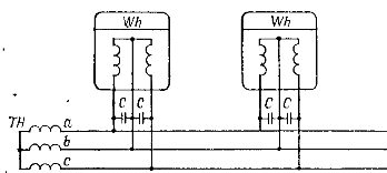  Схема подключения компенсирующих конденсаторов в цепи трансформатора напряжения
