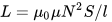 Формула для расчета индуктивности соленоида
