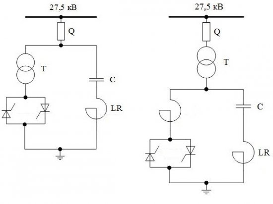 Схема использования реакторв и теристоров