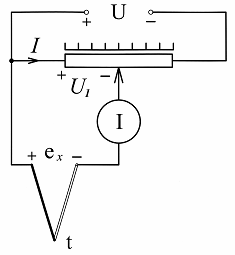 Компенсационная схема включения термоэлектрического датчика