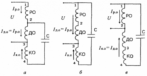 Схемы соединений статорных обмоток многоскоростного конденсаторного двигателя