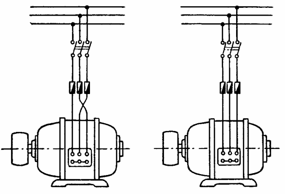 Реверс трехфазного асинхронного двигателя