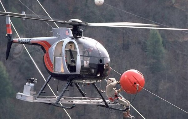Производство работ под напряжением с уравниванием потенциалов с применением вертолета