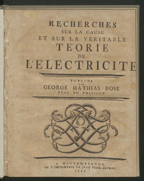 Титульный лист книги Георга Бозе