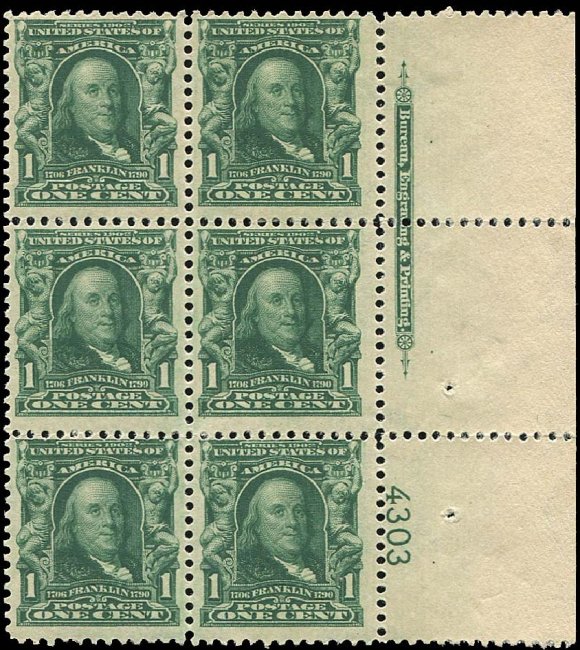 Франклин на почтовых марках США 1906 года