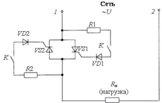 Схема электрическая однополюсного контактора