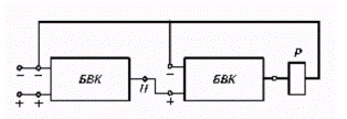 Схема последовательного включения двух бесконтактных выключателей БВК