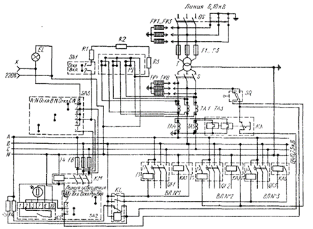 Схема электрическая соединений КТП-25 ... 160/10