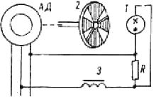Схема включения неоновой лампы для стробоскопического метода определения скольжения