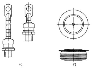Конструкция корпусов диодов: а – штыревая; б – таблеточная