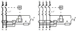 Дифференциальный автомат: а) электрические схемы б) условное графическое обозначение