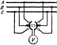 Схема включения вольтметра с переключателем