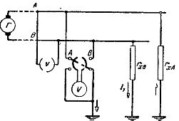 Схема измерения сопротивления изоляции двухпроводной сети вольтметром