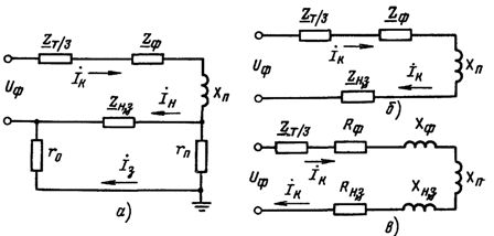 Расчетная схема зануления в сети переменного тока на отключающую способность
