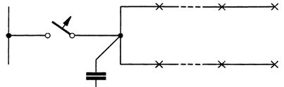 Возможная схема подключения групповой линии при компенсации коэффициента мощности на групповых линиях