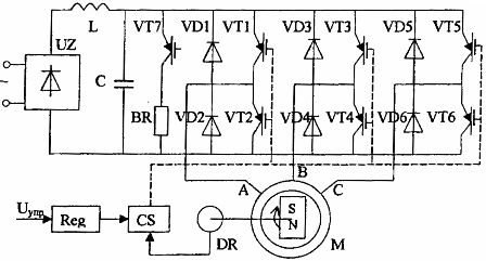 Схема вентильного двигателя с транзисторным коммутатором