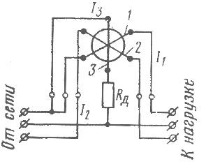 Схема включения фазометра электромагнитной системы