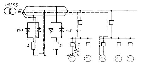 Схема электроснабжения с групповым статическим токоограничивающим устройством