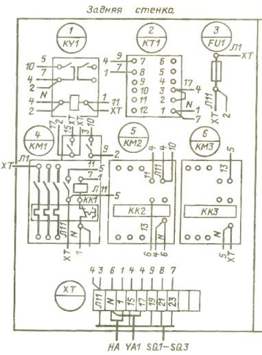 Схема соединений электроаппаратуры в щите управления