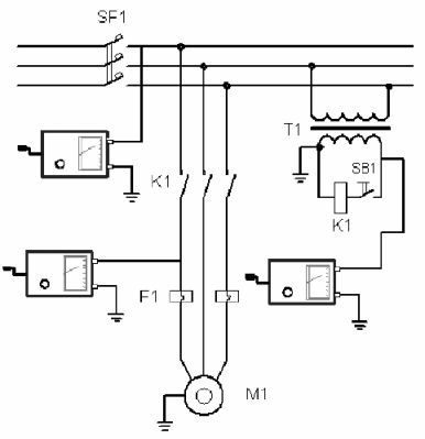 Схема измерения сопротивления изоляции электрооборудования станка