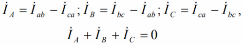 Сумма комплексов токов линейных равна в треугольнике нулю независимо от симметричности или несимметричности нагрузки