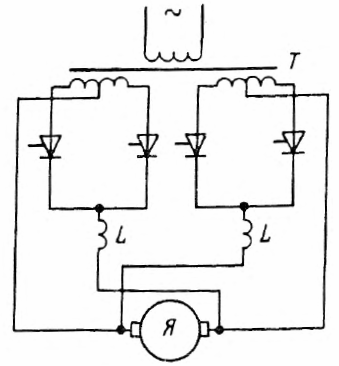 Система управляемый преобразователь-двигатель с двумя преобразователями, включенными по перекрестной схеме