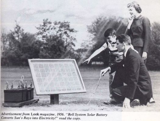 Первая солнечная батарея на основе кремния. Ее создали, ученые и инженеры американской компании Bell Laboratories в 1956-м году