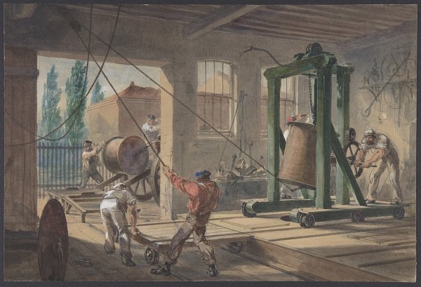 Покрытие кабеля гуттаперчей. Гринвич, 1865-66 годы. Картина Р. Ч. Дадли