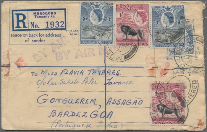Конверт с почтовыми марками из серии 1954 года