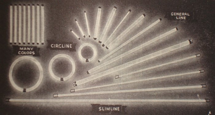 Выбор люминесцентных ламп, доступных в 40-х годах XX века