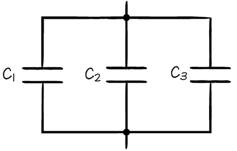 Соединение конденсаторов с целью увеличения емкости
