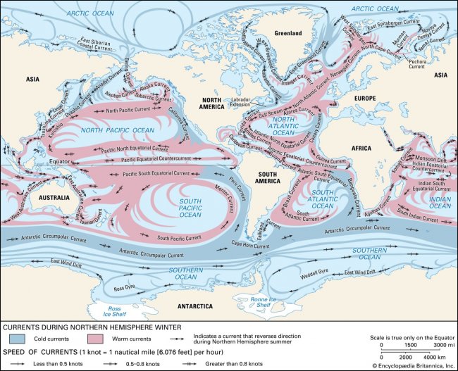 Карта океанских течений