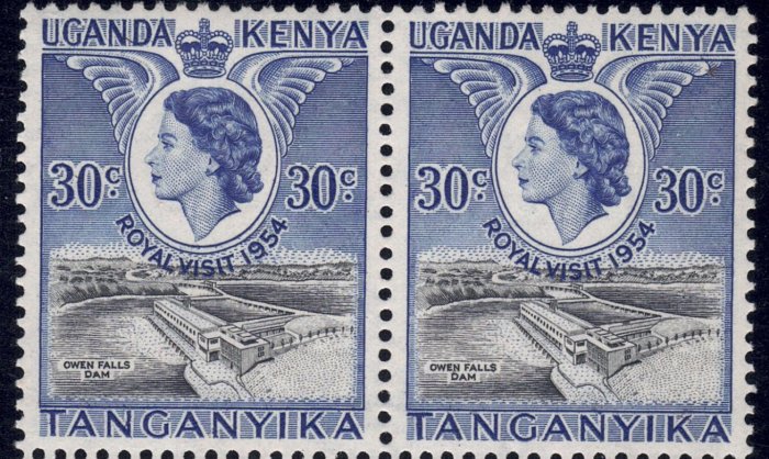 Почтовые марки 1954 года с надпечаткой "Королевский визит"