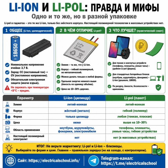 �����-������ (Li-Ion) � �����-���������� (Li-Pol) ������������ - � ��� ������� � ��� �����